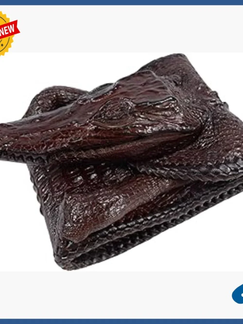 Genuine Crocodile Leather Bifold Wallet with 4 Card Slots and ID Window